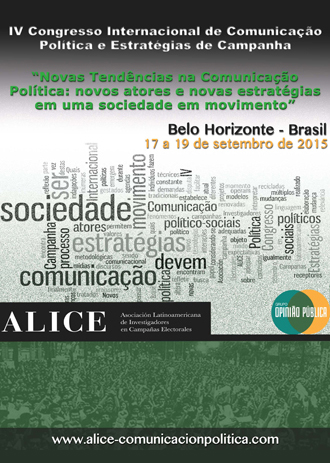 Congresos Cartel IV congreso de ALICE, Nuevas tendencias en comunicación política, Brasil 2015