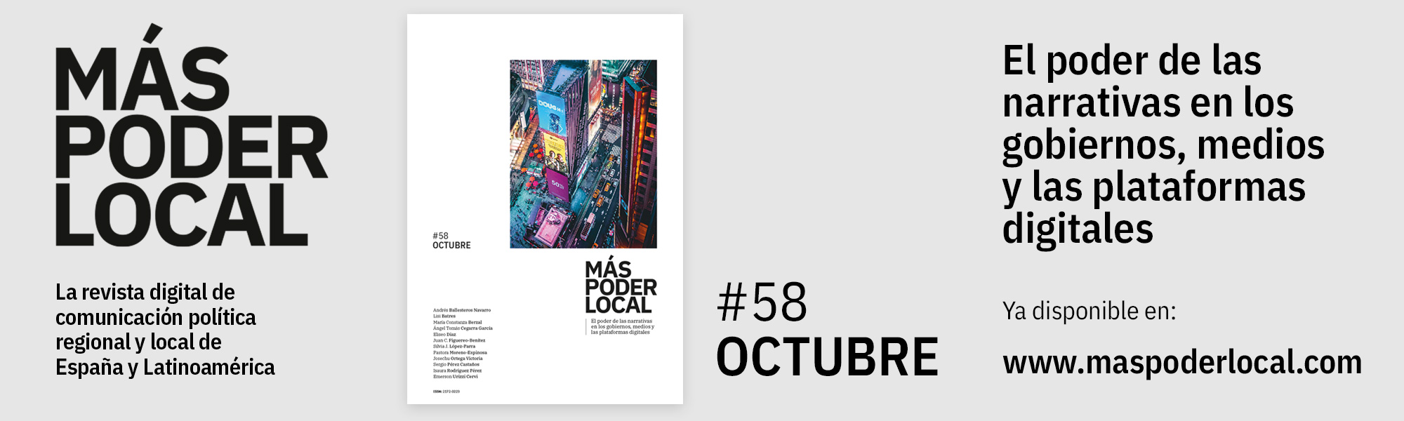 Edición nº58 (Octubre 2024) de la Revista Más Poder Local: El poder de las narrativas en los gobiernos, medios y las plataformas digitales.